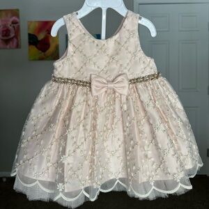 Charming Blush Embroidered Kids Dress